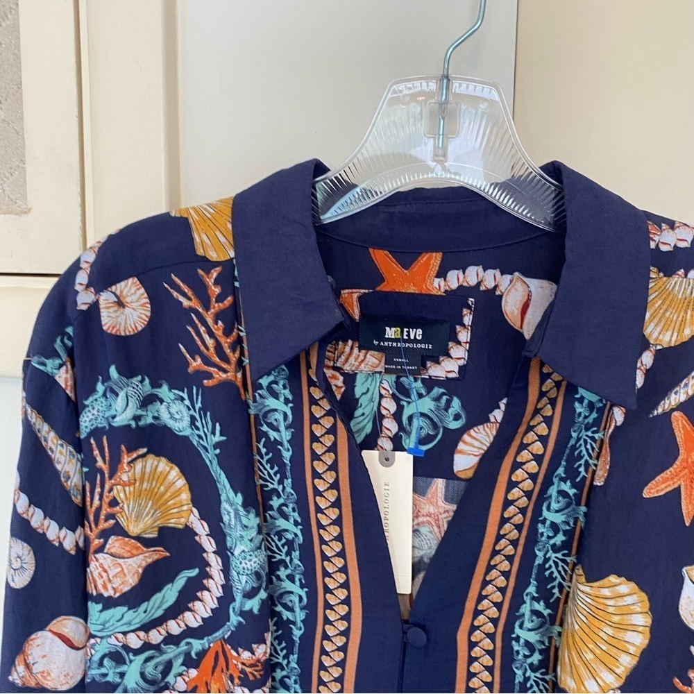 NEW Anthropologie MAEVE Blie Sea Shell Button Up Blouse - Picture 9 of 13